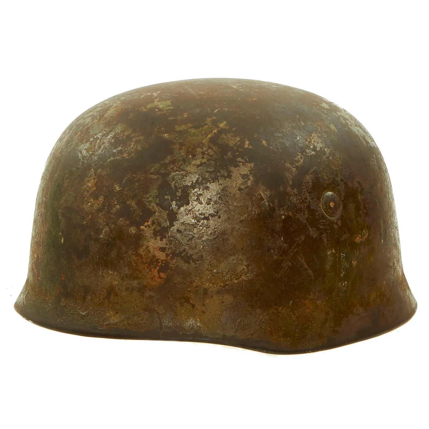 Original WWII German Normandy Pattern Camouflage M-38 Luftwaffe Fallschirmjäger Paratrooper Helmet - Complete with Liner and Chinstraps