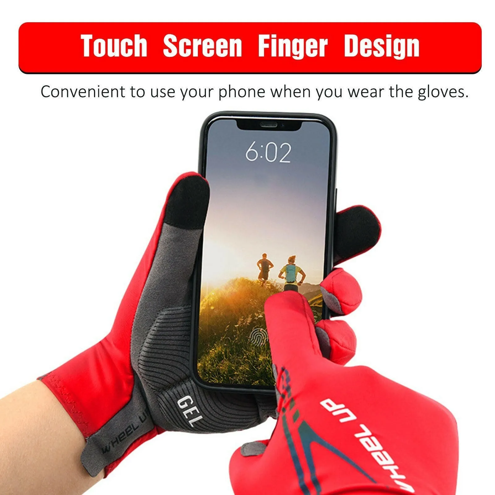 Outdoor Sports Gloves Touch Screen Design Cycling Gloves with Reflective Strips Anti-slip Gloves