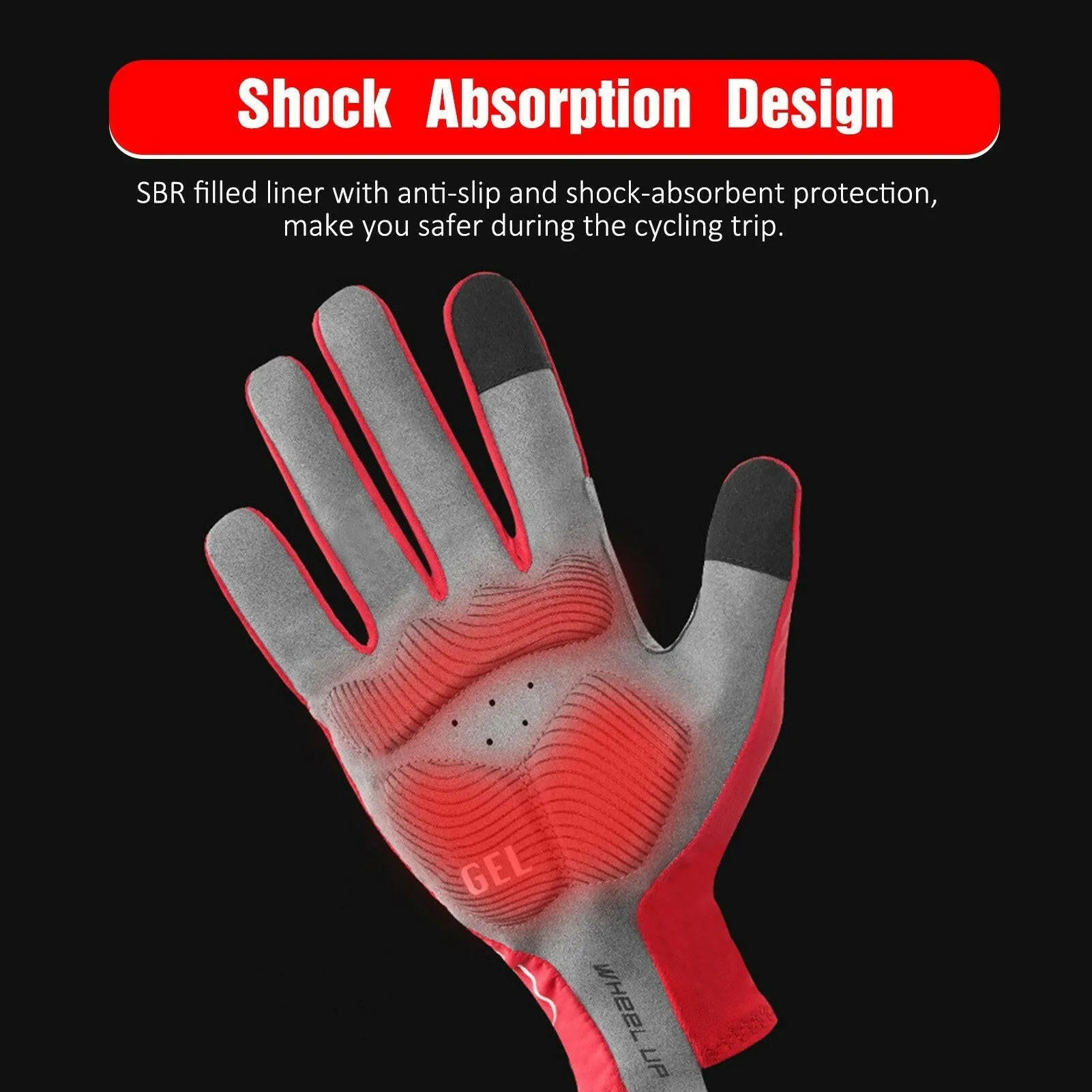 Outdoor Sports Gloves Touch Screen Design Cycling Gloves with Reflective Strips Anti-slip Gloves