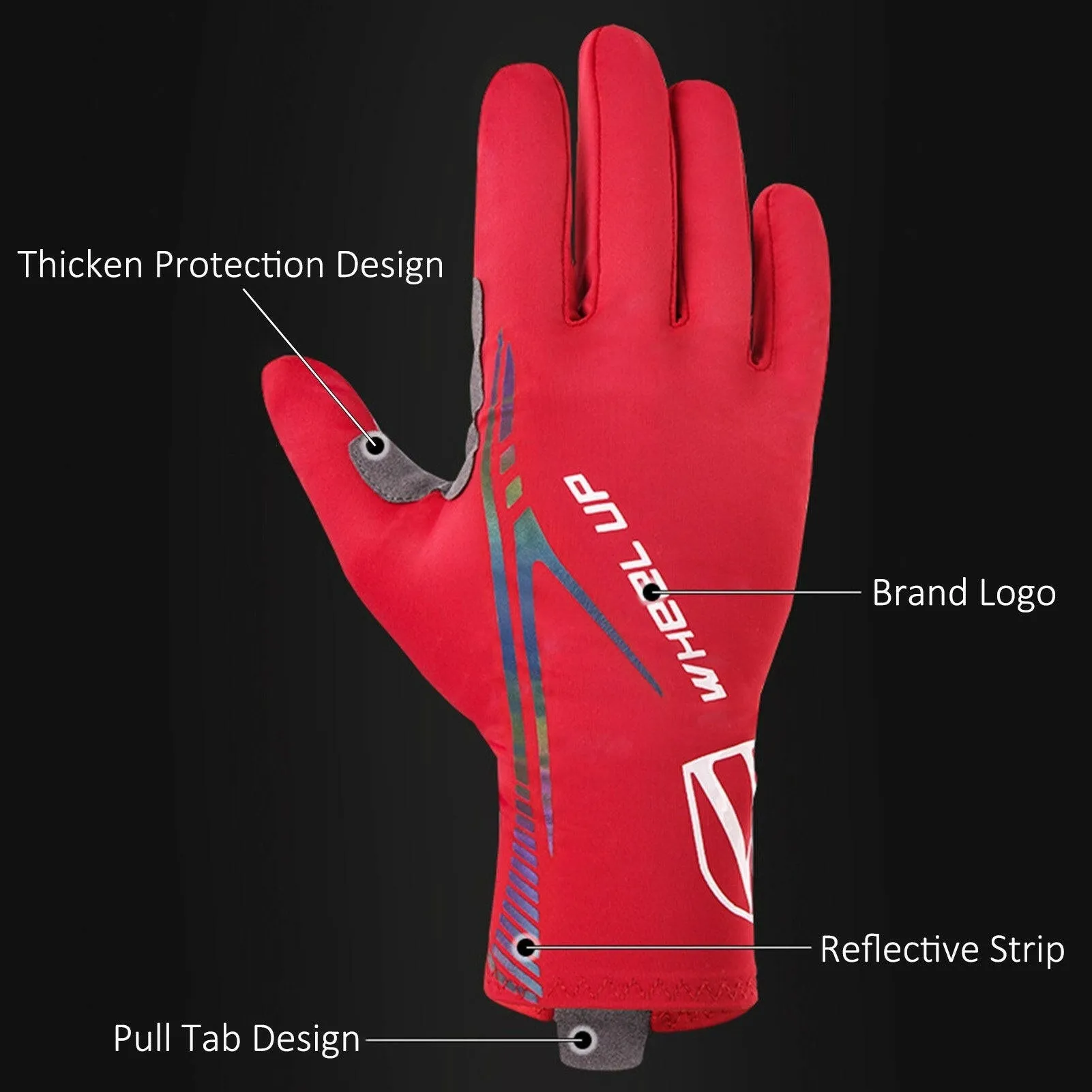 Outdoor Sports Gloves Touch Screen Design Cycling Gloves with Reflective Strips Anti-slip Gloves