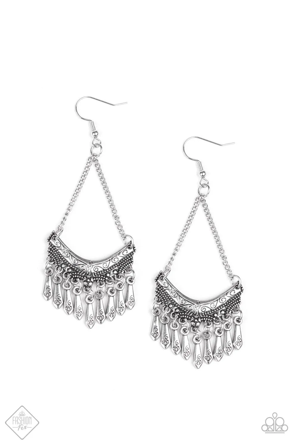 Paparazzi Accessories  - In Rogue Silver Fashion Fix Earring June 2019