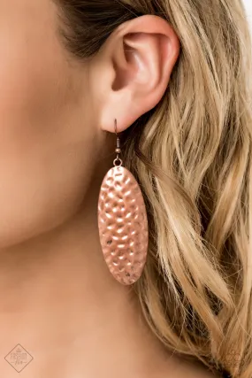 Paparazzi Accessories  - Radiantly Radiant #E27 Peg - Copper Fashion Fix Earring July 2019