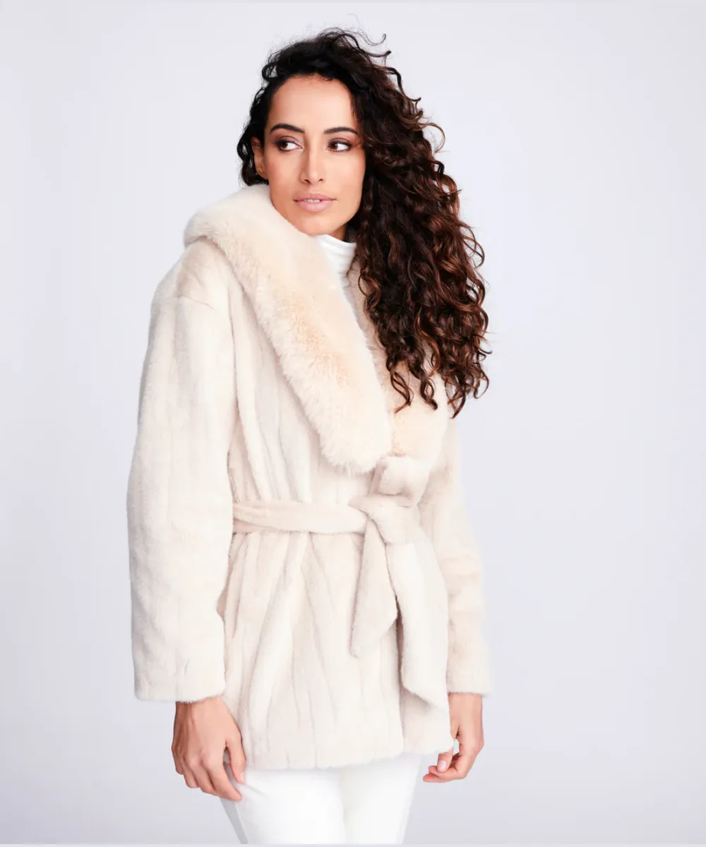 PIA ROSSINI FELICITY FAUX FUR BELTED COAT