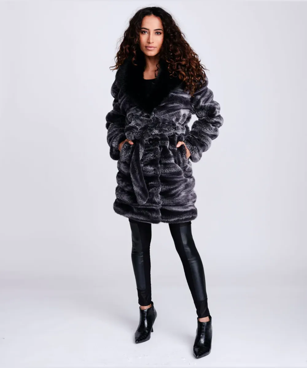 PIA ROSSINI KEEVA HONEYCOMB ECO FAUX FUR COAT