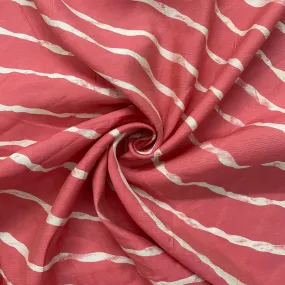 Pink With White Stripes Chanderi Silk Fabric