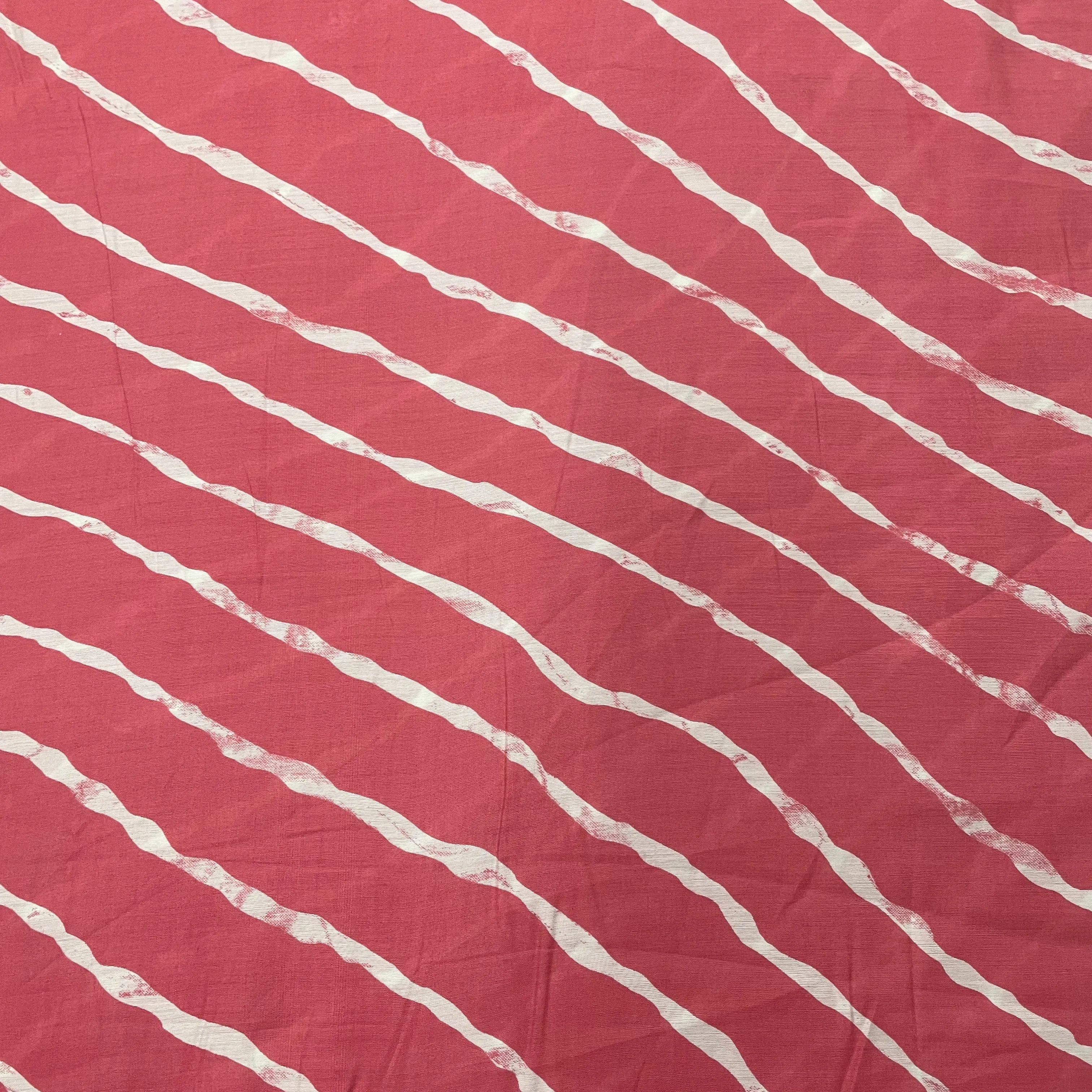 Pink With White Stripes Chanderi Silk Fabric