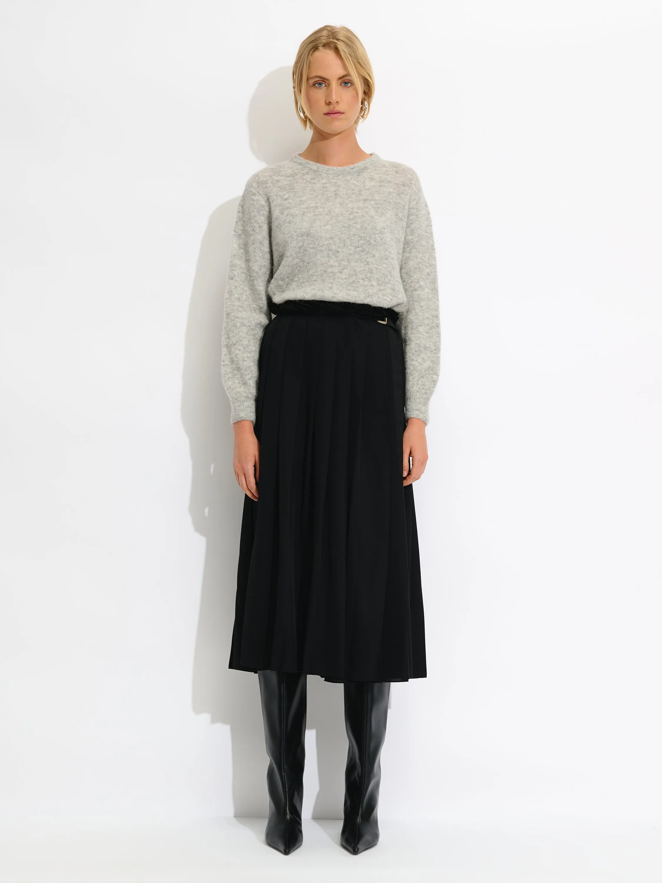 Pleated Belted Skirt