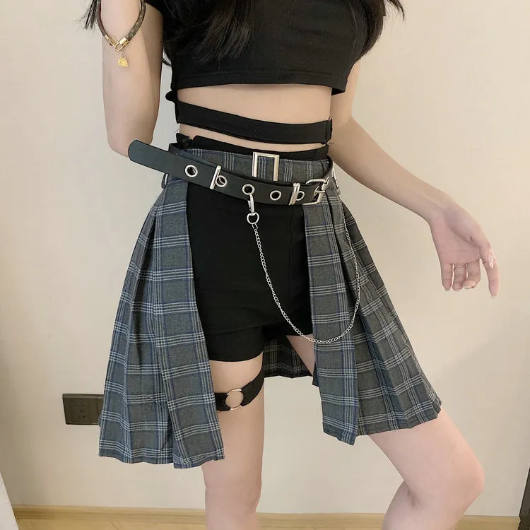 Punk Women Black Sexy Pleated High Waist Skirt Summer Niche Skirt