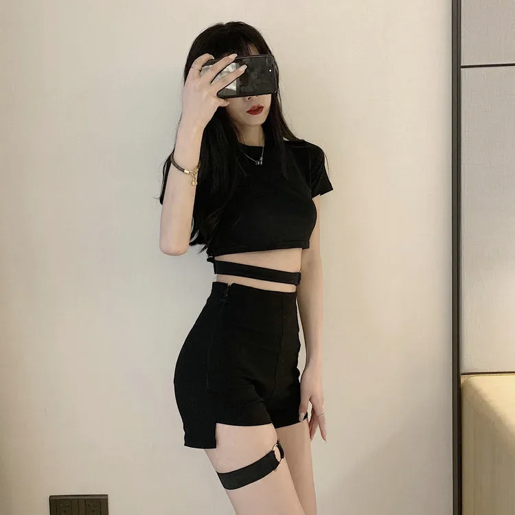 Punk Women Black Sexy Pleated High Waist Skirt Summer Niche Skirt