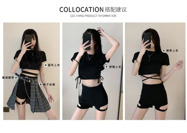 Punk Women Black Sexy Pleated High Waist Skirt Summer Niche Skirt