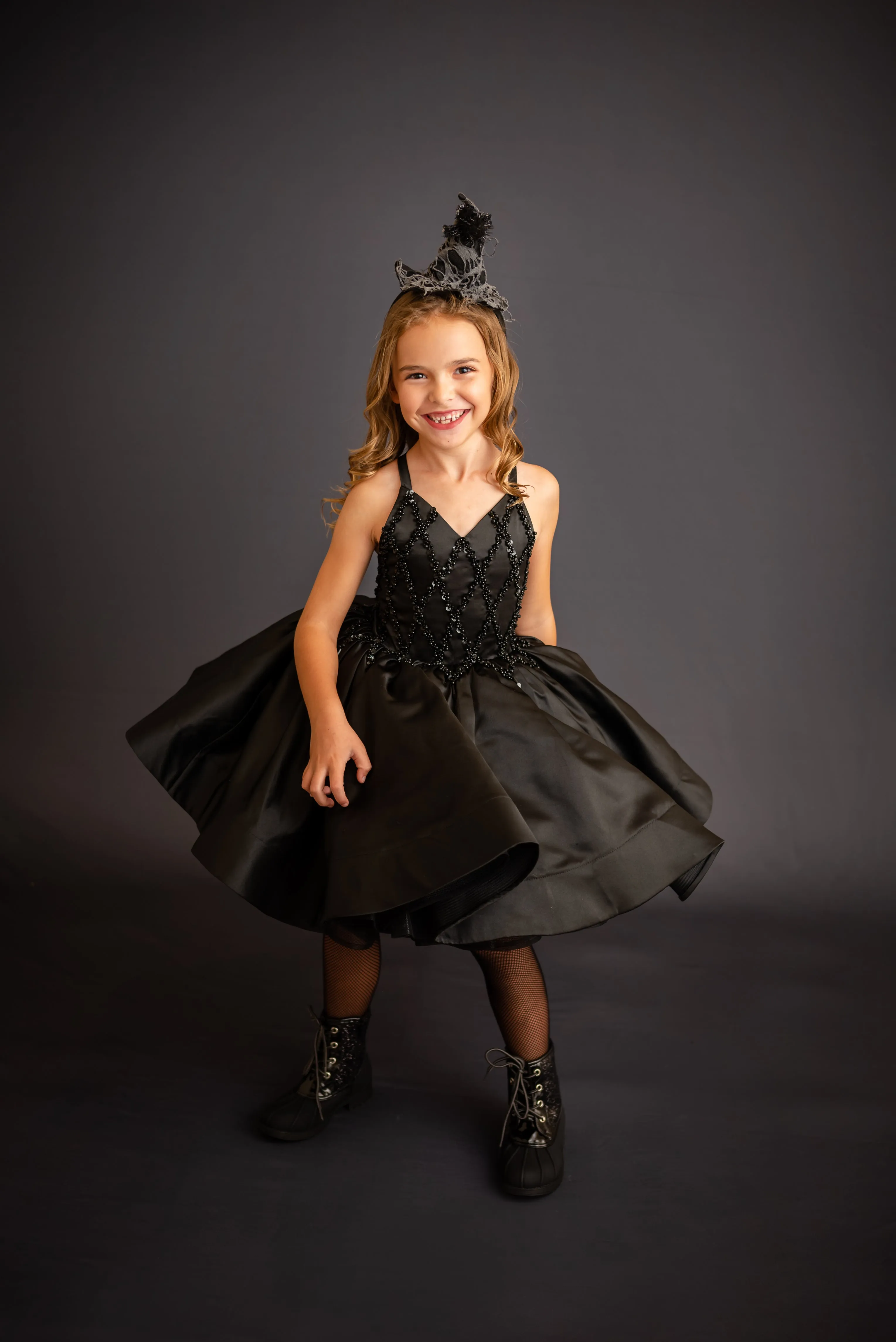 "Darling Plaid" Black Vintage Jacket    Black Beaded Solid  Petal Length Dress ( 5 Year - Petite 6 Year)