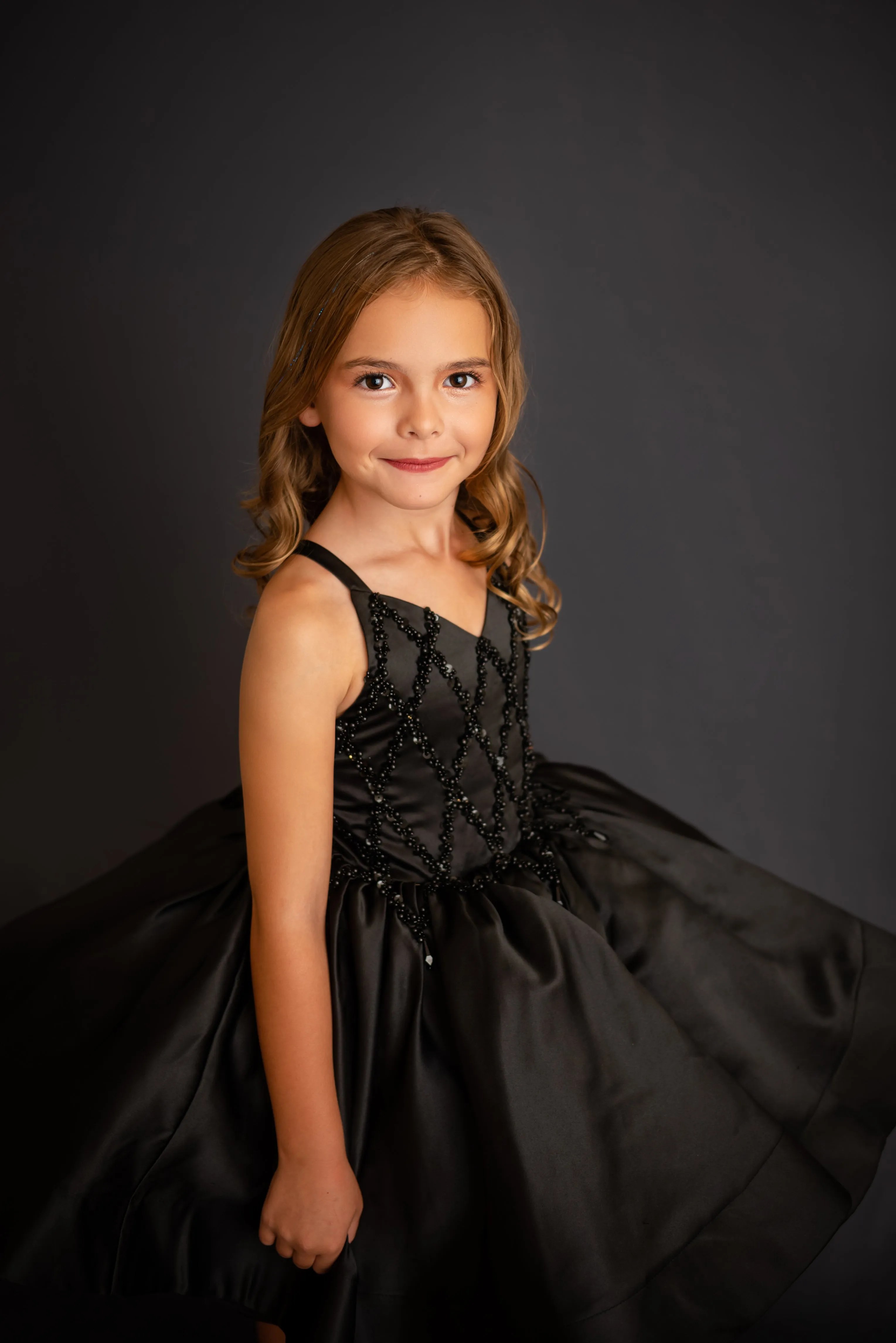 "Darling Plaid" Black Vintage Jacket    Black Beaded Solid  Petal Length Dress ( 5 Year - Petite 6 Year)