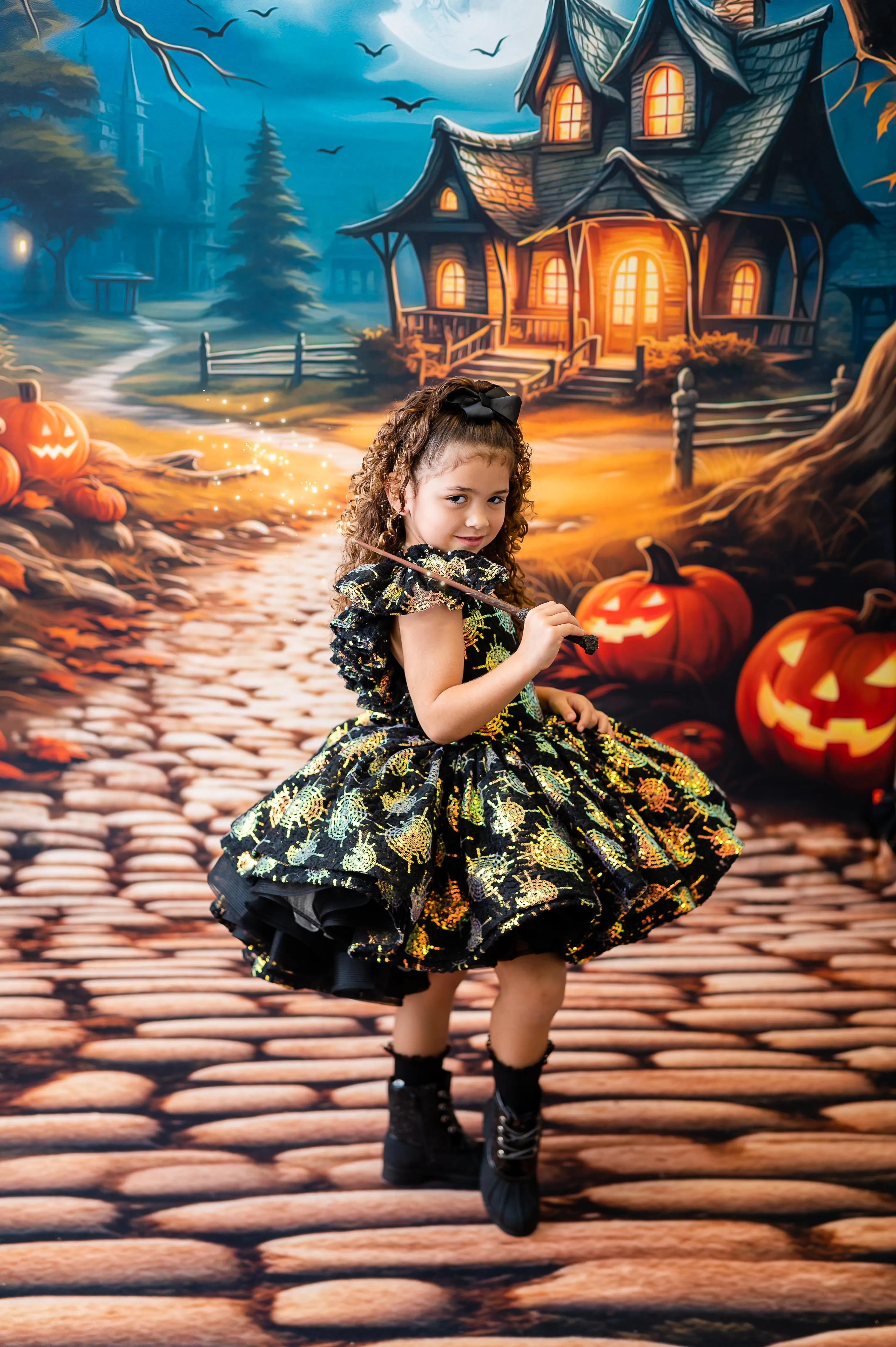 "Spinderella"  Petal Length Dress ( 5 Year - Petite 6 Year)