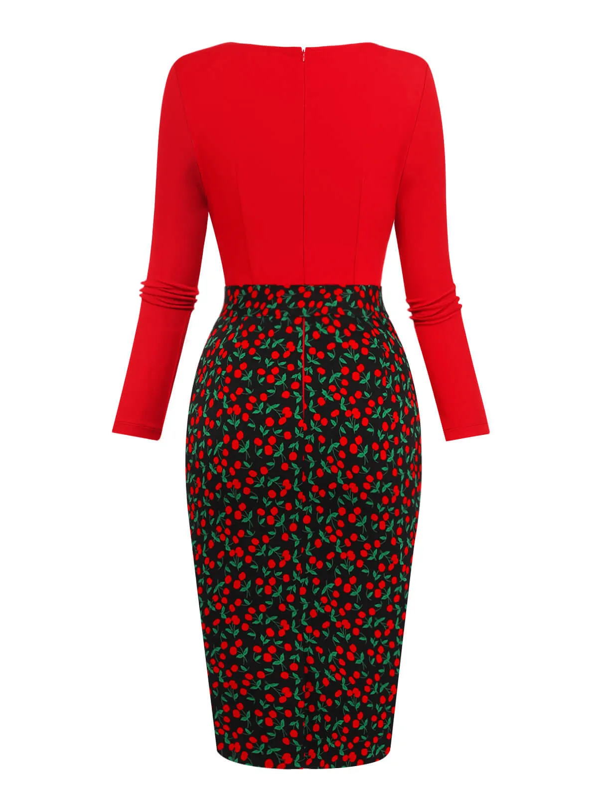 Red 1960s Cherry Vintage Pencil Dress