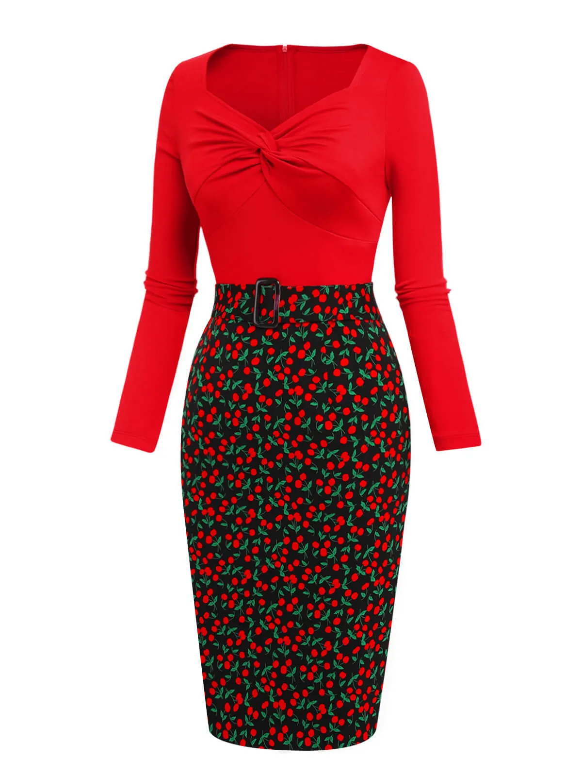 Red 1960s Cherry Vintage Pencil Dress