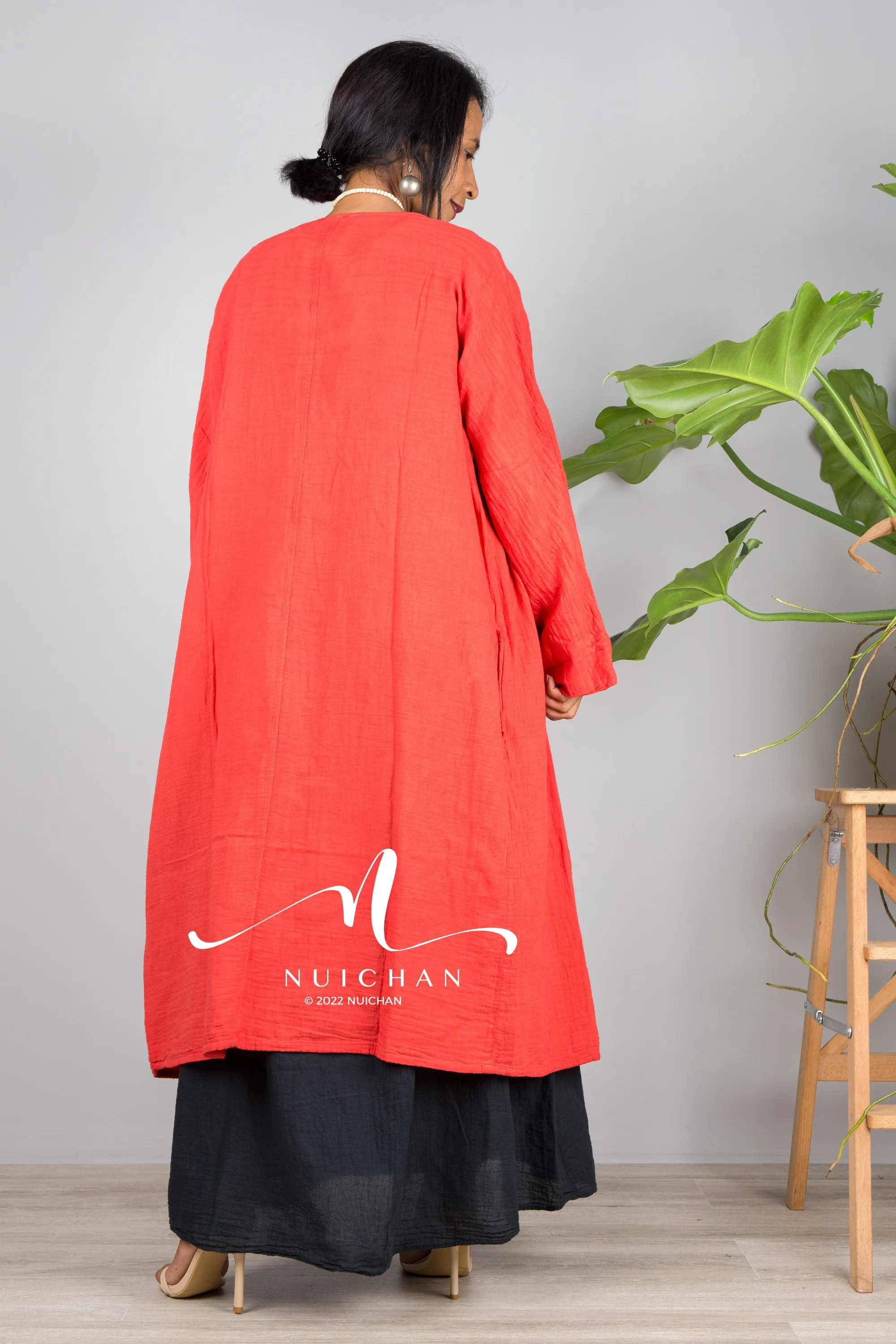 Red Cotton cardigan