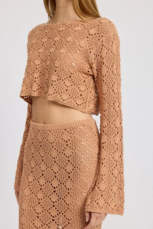 Rose Long Sleeve crochet crop top