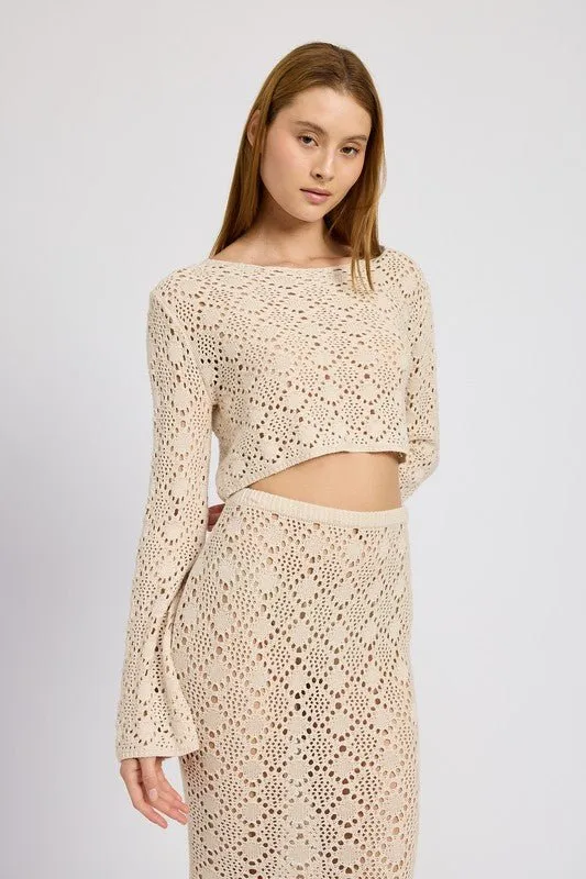 Rose Long Sleeve crochet crop top