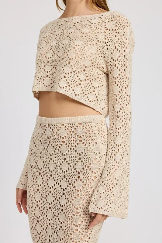 Rose Long Sleeve crochet crop top