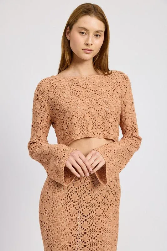 Rose Long Sleeve crochet crop top