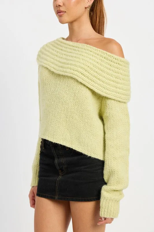 Sage Cowl Neckline Cropped Sweater