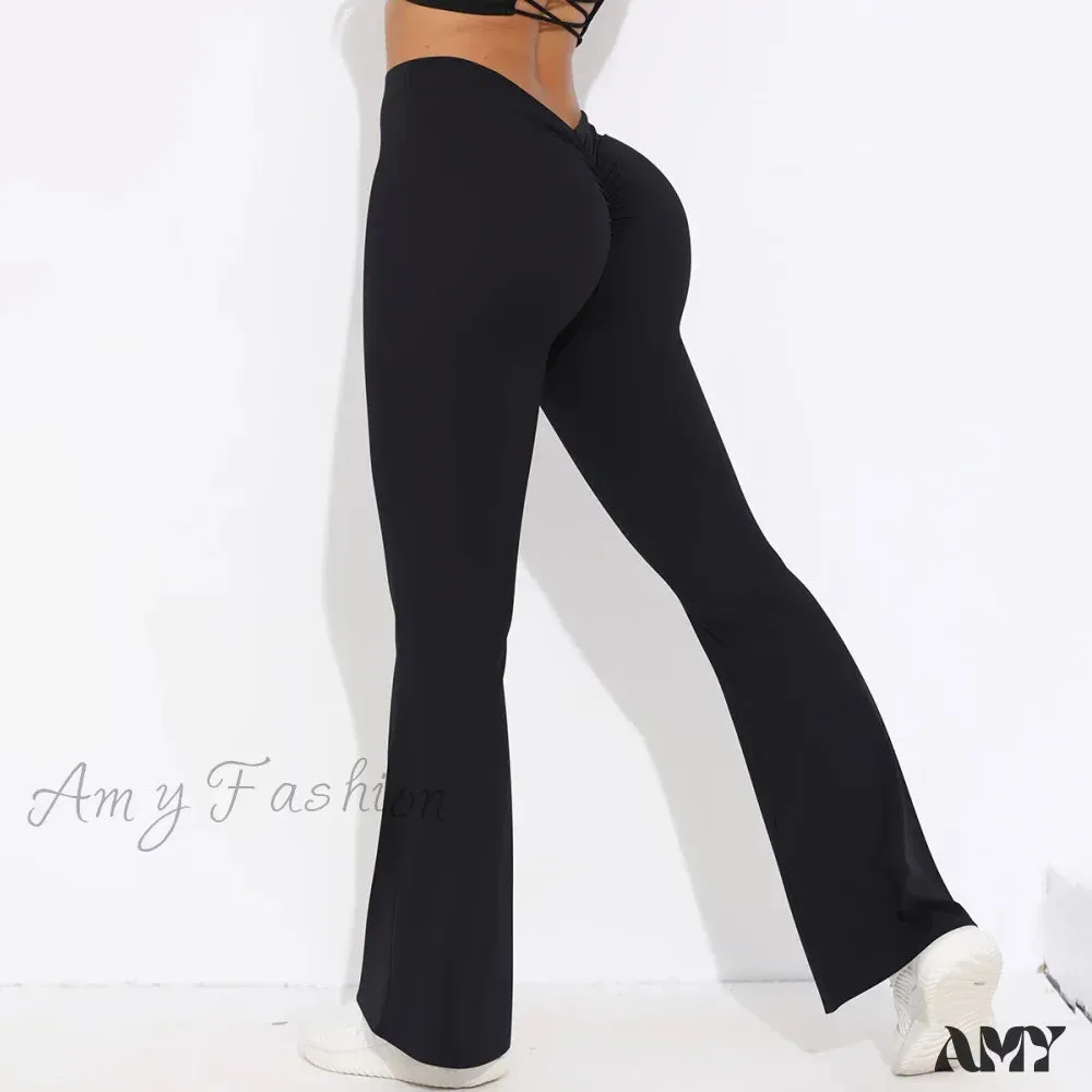 Scrunch Butt Gym Flare Sexy V Waist Push Up Naked Feeling Yoga Pants Workout Tights Leggings