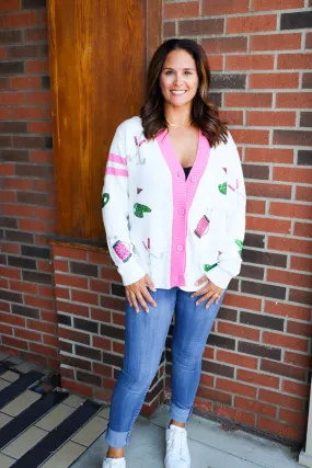 SEQUIN GOLF EMBROIDERY CARDIGAN