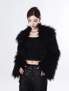 Shaggy Faux Fur Open Front Coat