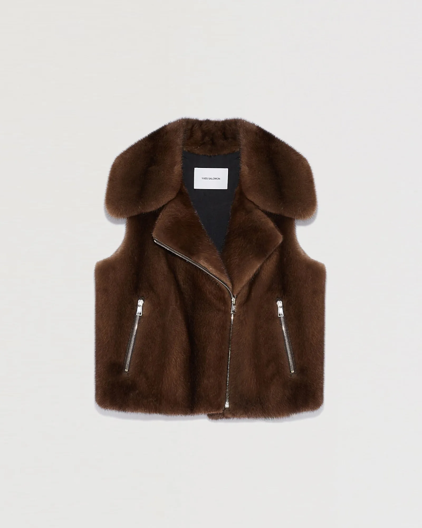 Short gilet in long-haired mink fur