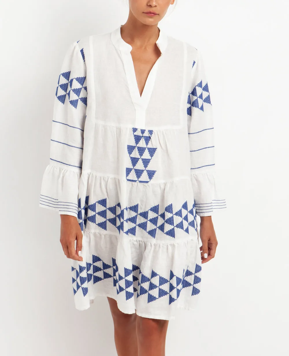 SHORT LINEN TUNIC DRESS "TRIGONO"