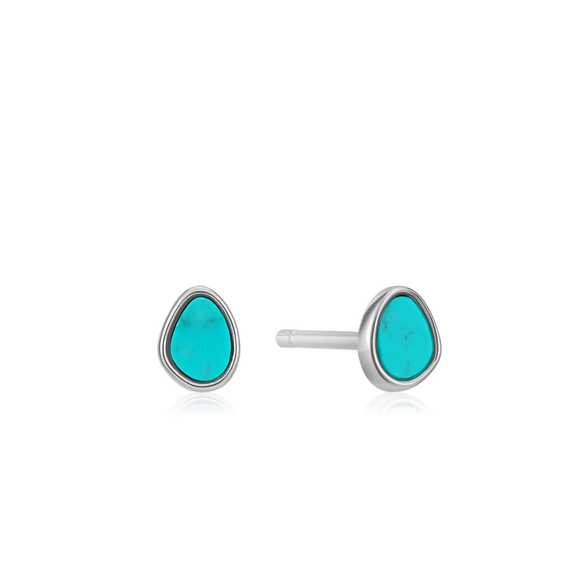 Silver Tidal Turquoise Stud Earrings