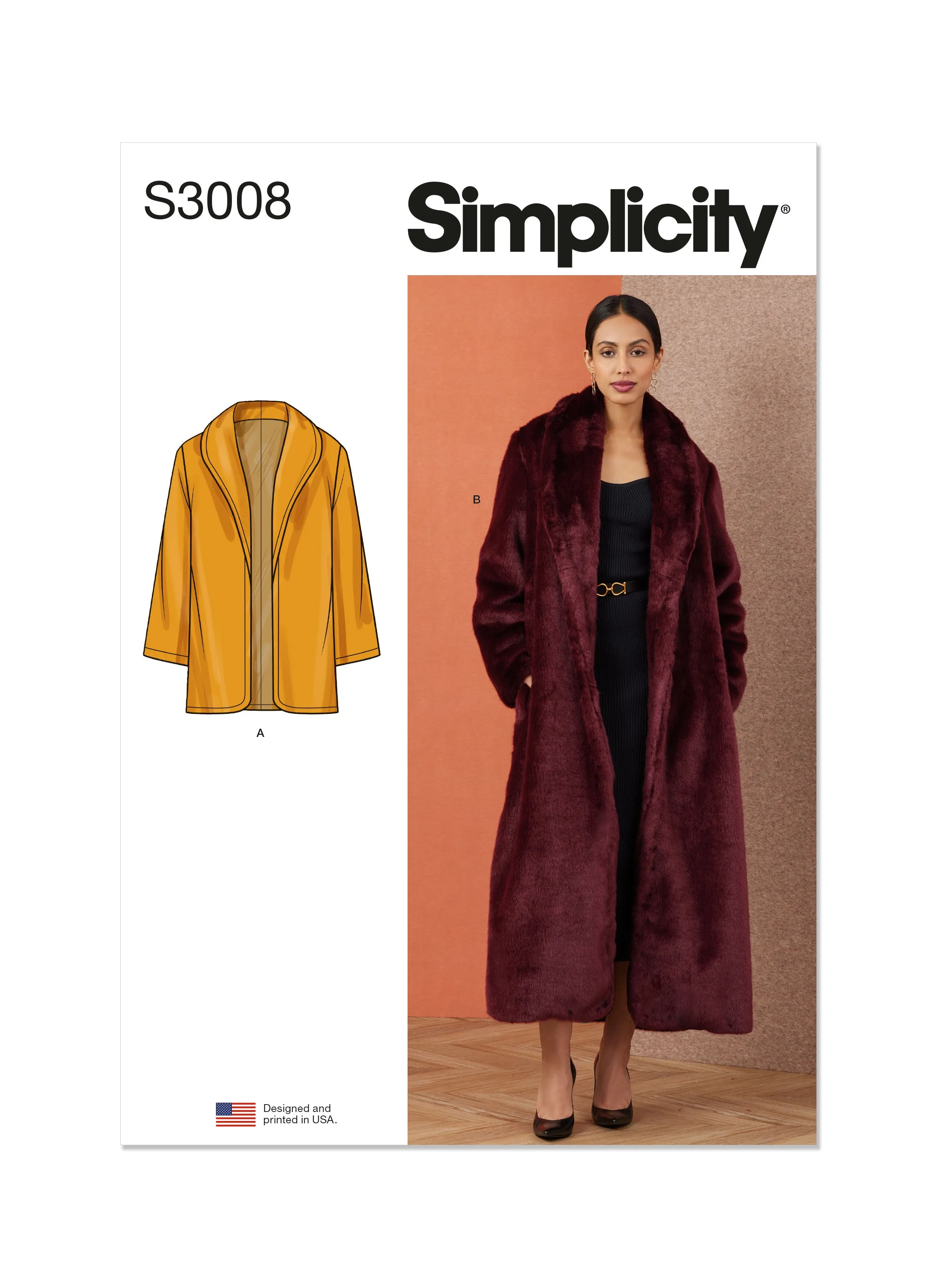 Simplicity Sewing Pattern 3008 Coat In Two Lengths