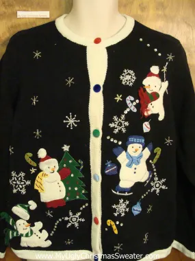 Skating Snowmen Ugly Festive Xmas Sweater