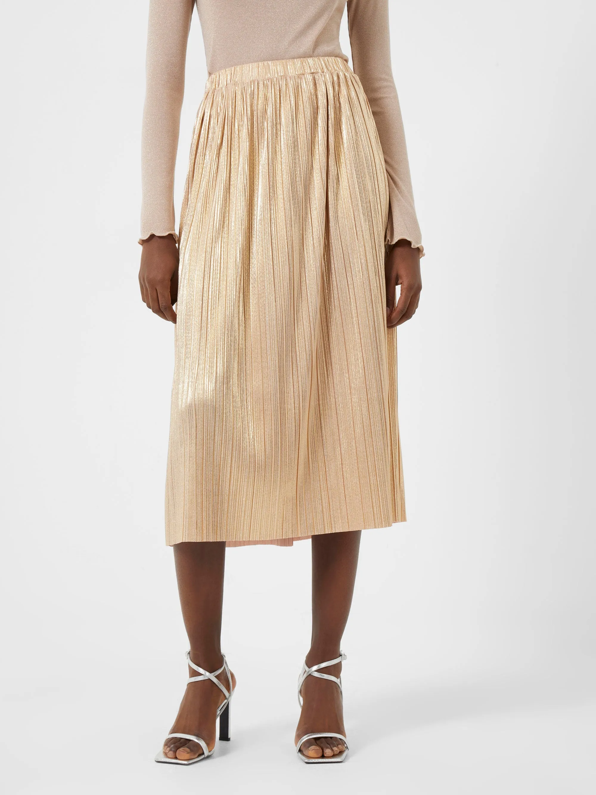 Sky Jersey Shimmer Midi Skirt