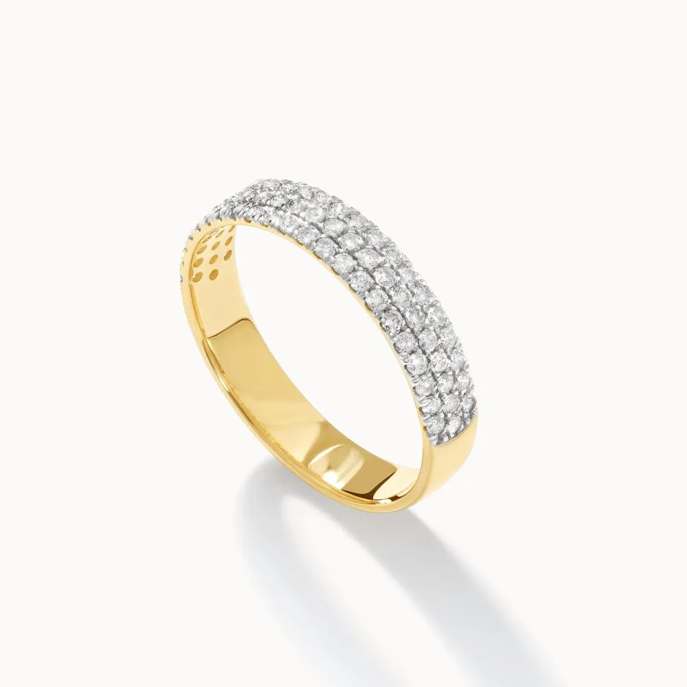 Slim Diamond Pave Boyfriend Ring in 10k Gold