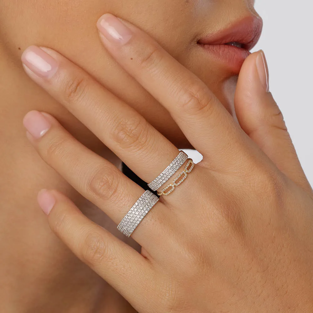 Slim Diamond Pave Boyfriend Ring in 10k Gold