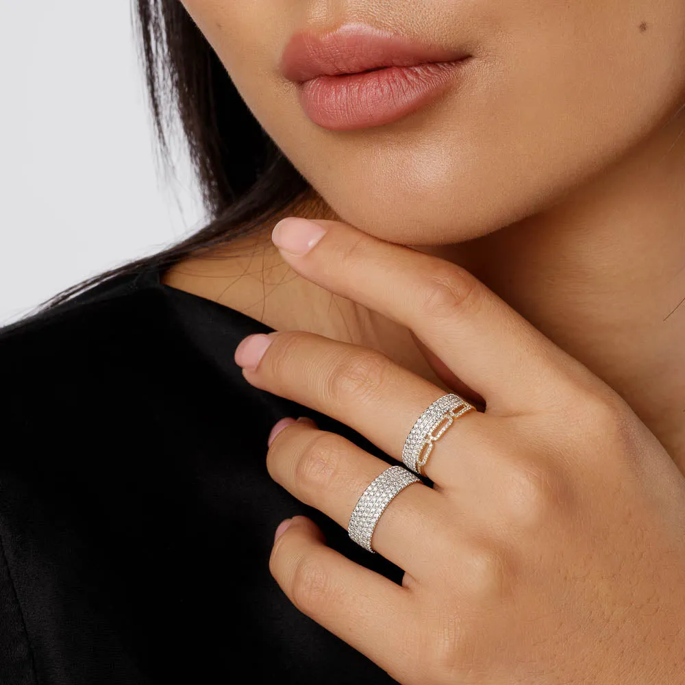 Slim Diamond Pave Boyfriend Ring in 10k Gold