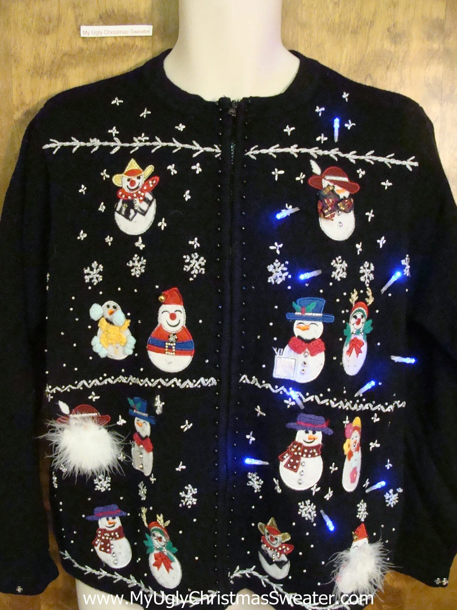 Snowman Convention Light Up Ugly Xmas Sweater