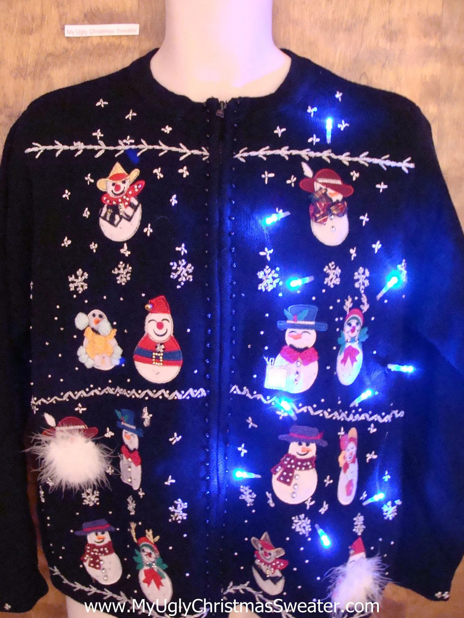 Snowman Convention Light Up Ugly Xmas Sweater