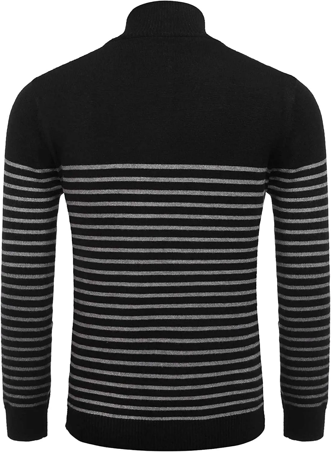 Striped Zip Up Mock Neck Pullover Sweaters (US Only)