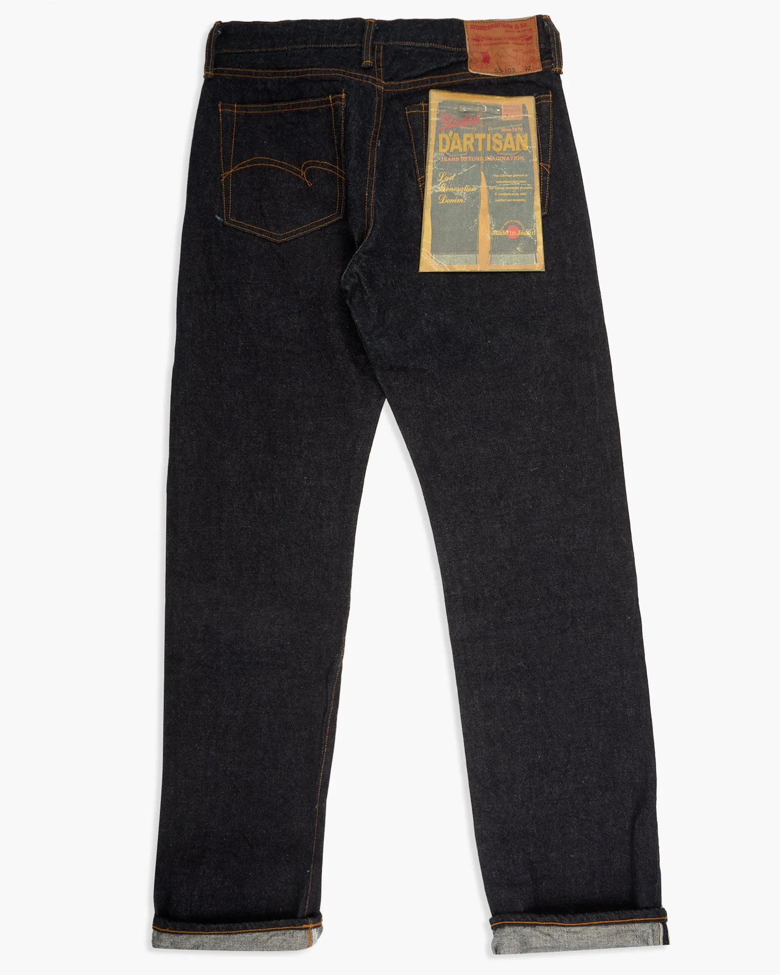 Studio D'Artisan SD-103 Slim Straight Mens Jeans - 15oz Indigo Selvedge / Onewash