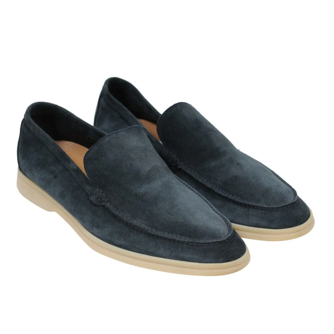 Summer Walk Navy Blue Suede Low Top Slip On Loafer