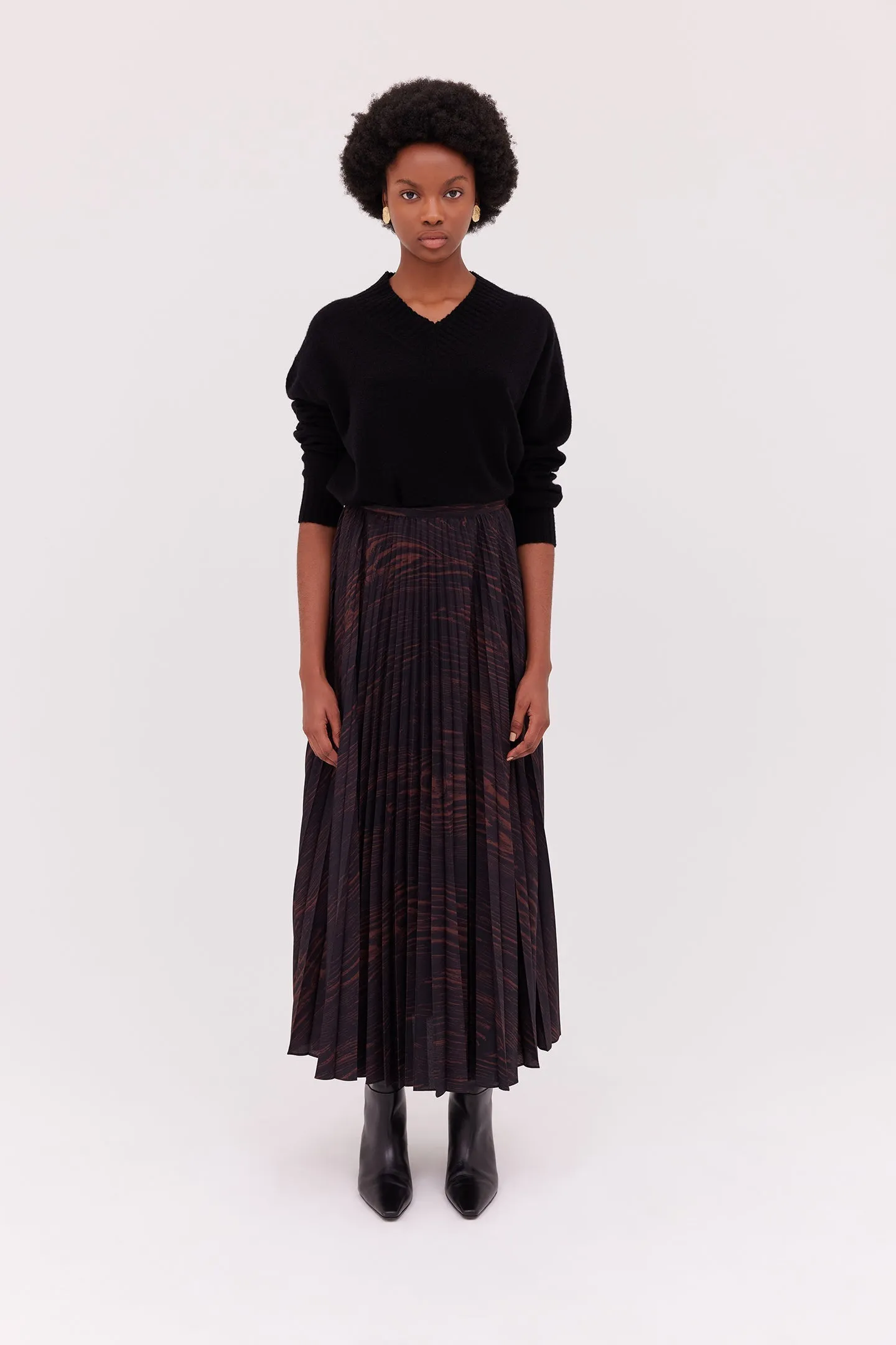 Sunray Pleat Midi Skirt