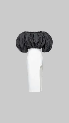 Taffeta Black and White Dress