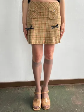 Tan Plaid Pleated Mini