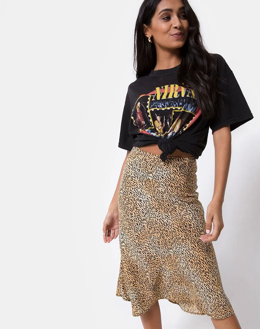 Tauri Midi Skirt in Mini Tiger Brown