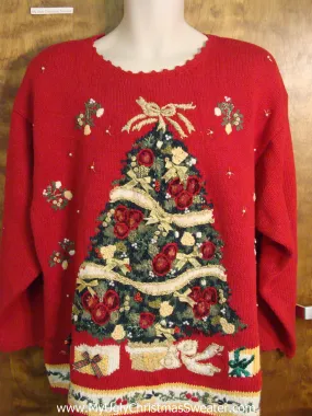 Ugly 80s Christmas Sweater with Festive Tree