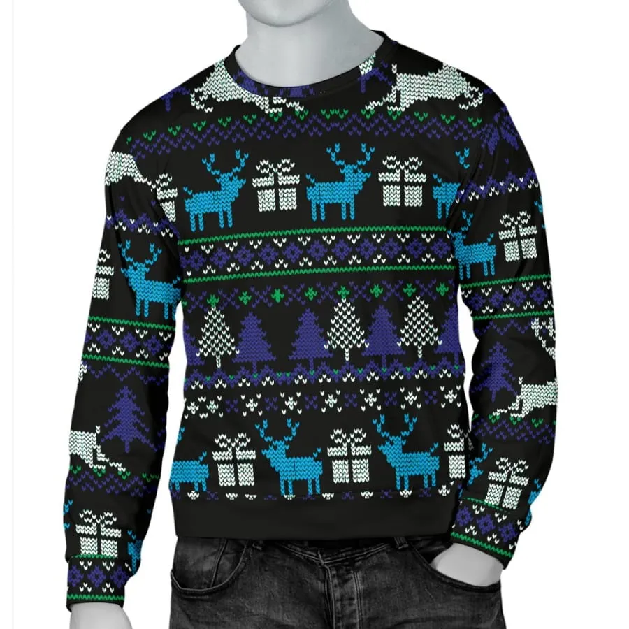 Ugly Christmas Black Purple and Blue Men's Sweater