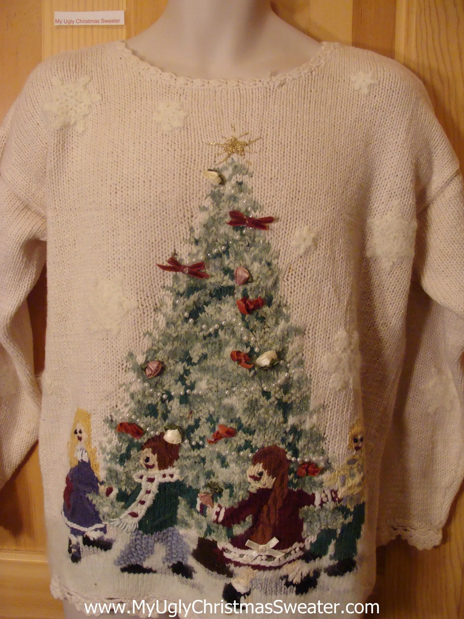 Ugly Christmas Sweater 80s Style Tree Dancing Children