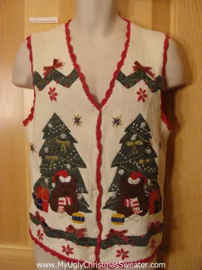 Ugly Christmas Sweater Vest Tree and Bears